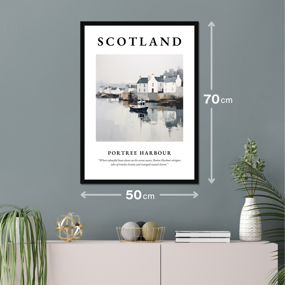 Poster of Portree Harbour hanging on a wall