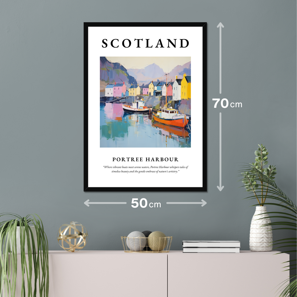 Poster of Portree Harbour hanging on a wall