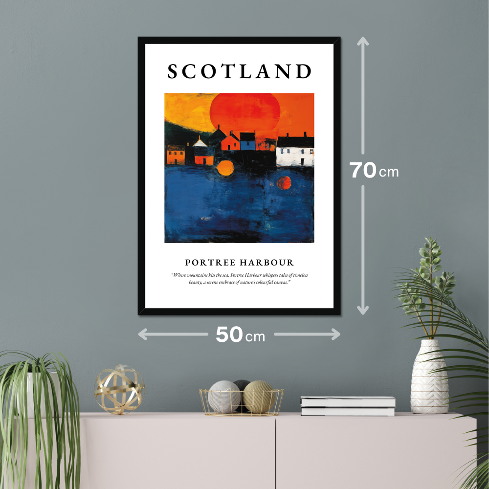 Poster of Portree Harbour hanging on a wall