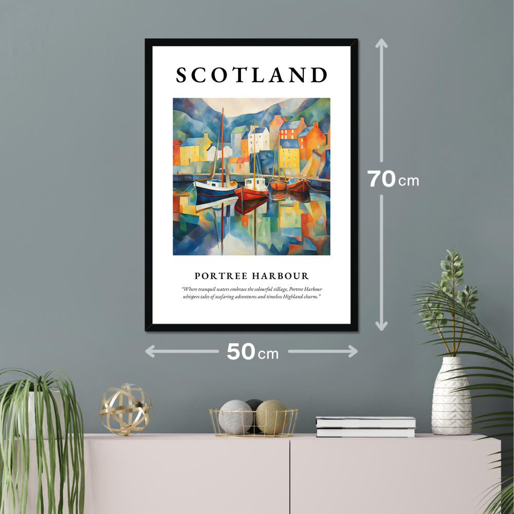 Poster of Portree Harbour hanging on a wall