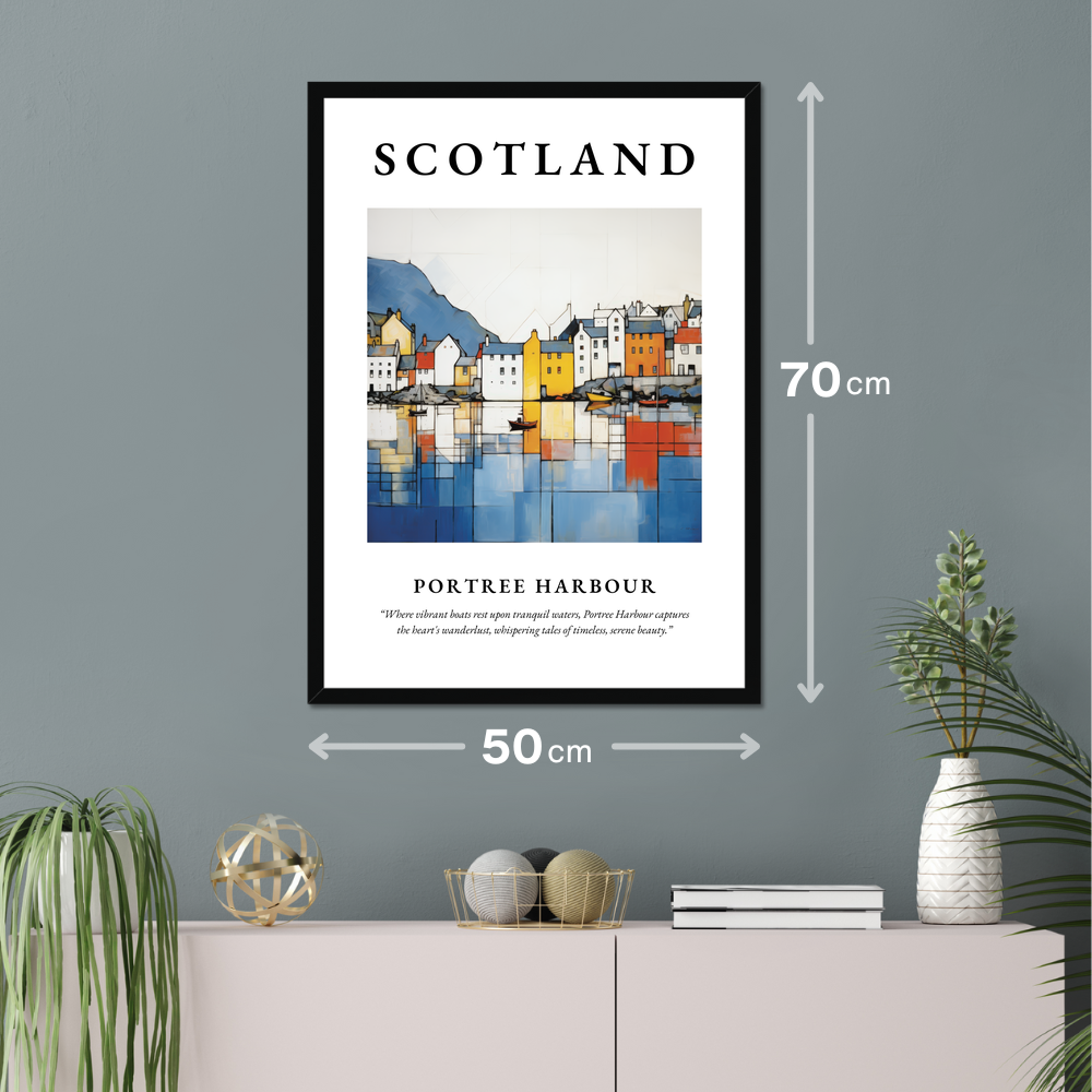 Poster of Portree Harbour hanging on a wall