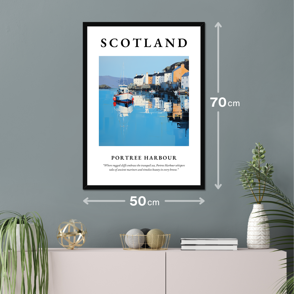 Poster of Portree Harbour hanging on a wall