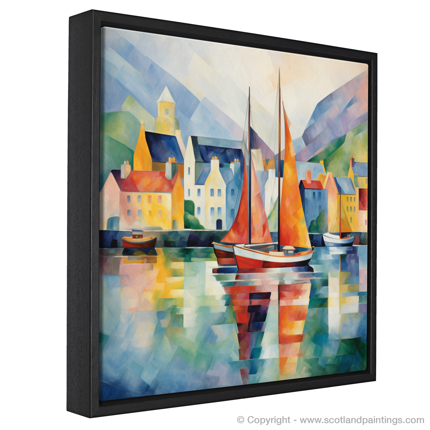 Cubist Portree Harbour: A Scottish Coastal Symphony