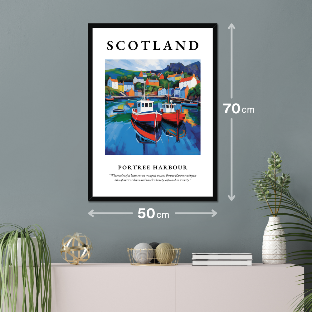 Poster of Portree Harbour hanging on a wall