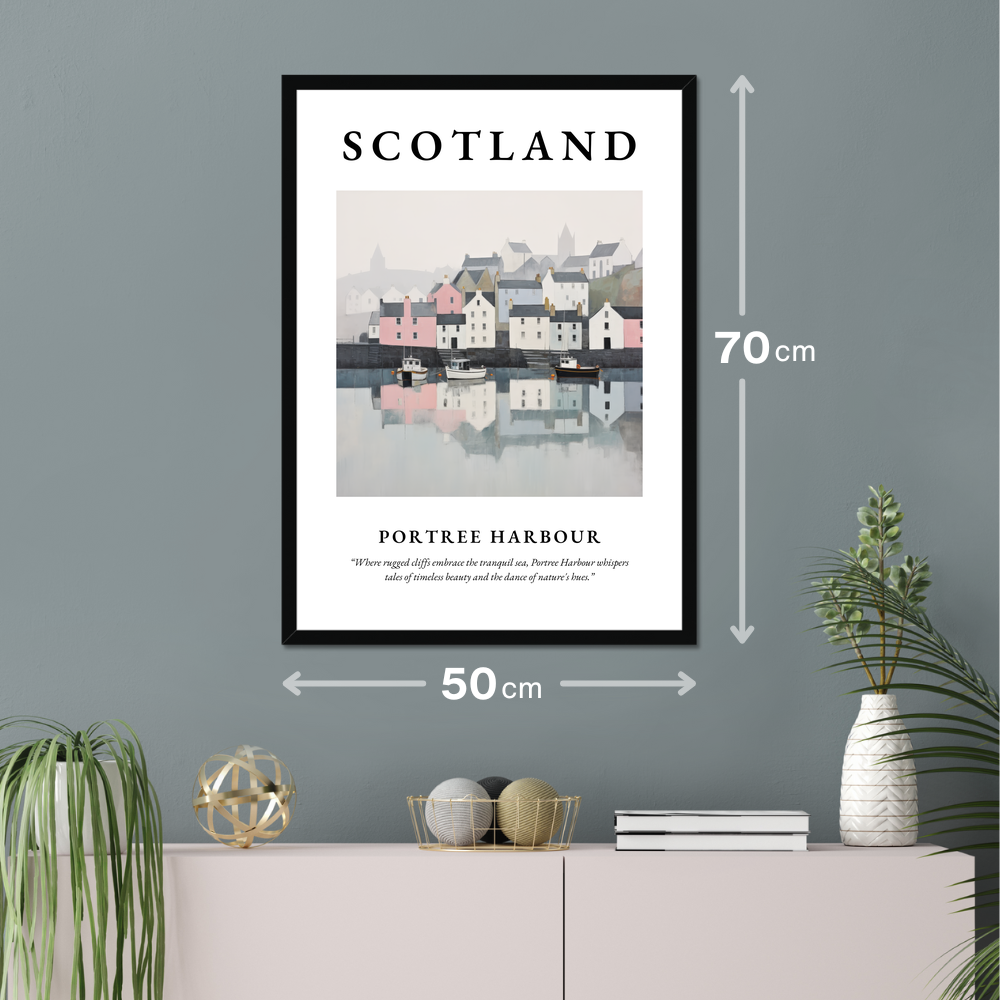 Poster of Portree Harbour hanging on a wall