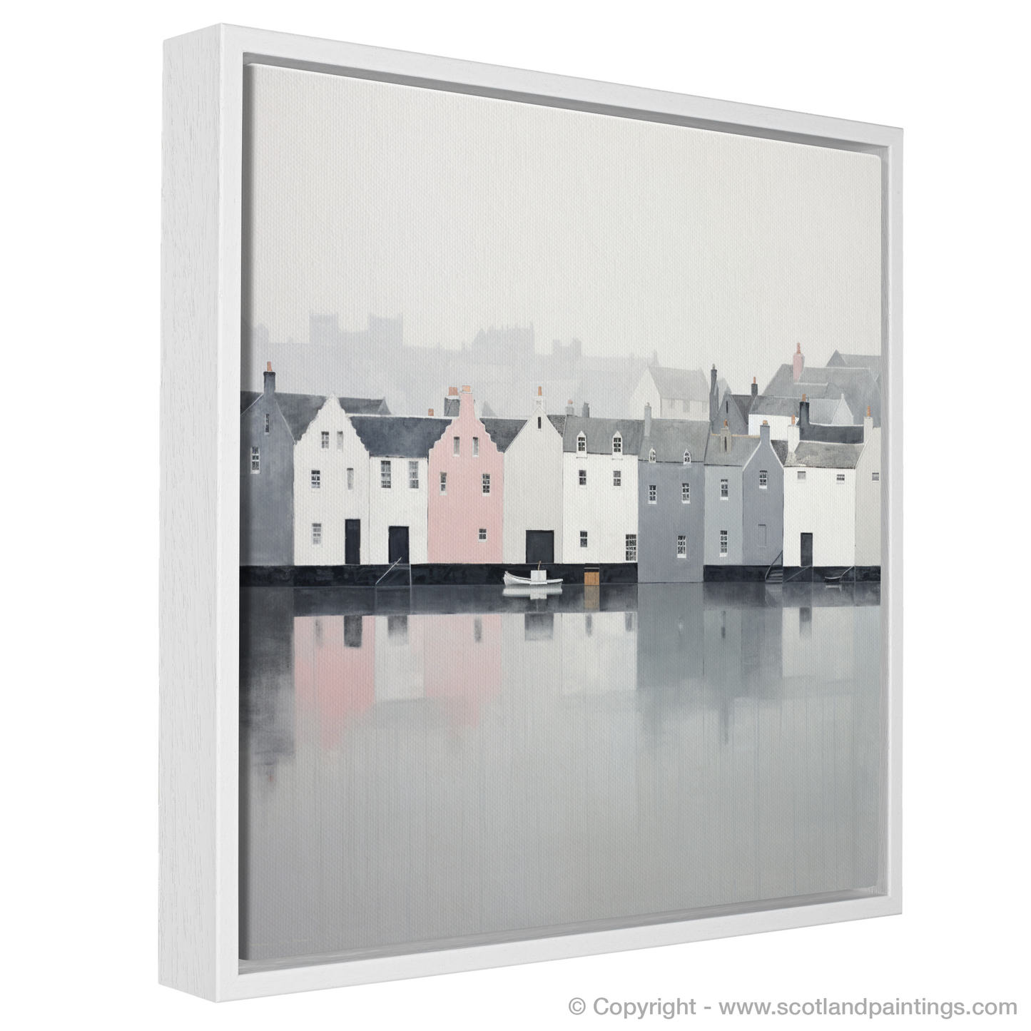 Mist of Tranquility: Portree Harbour in Minimalist Grace