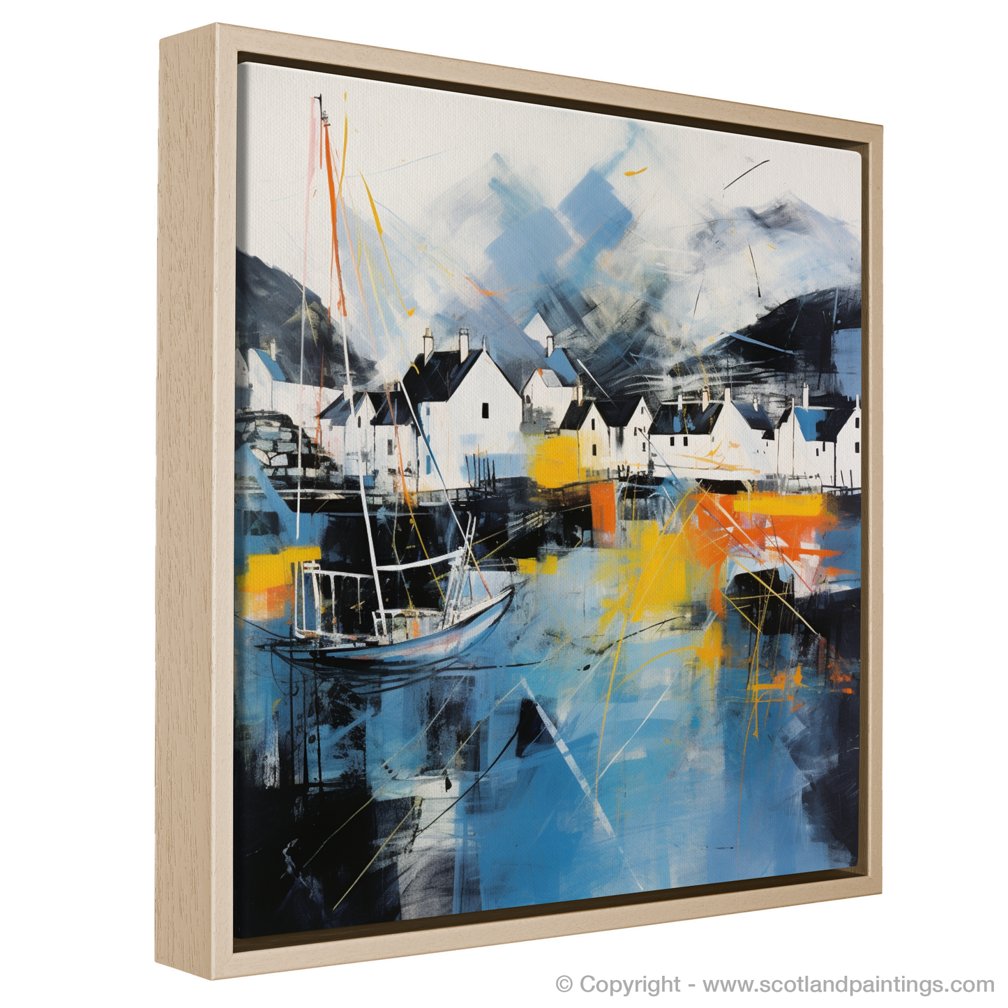 Portree Harbour Whispers: An Abstract Dance of Colour and Light