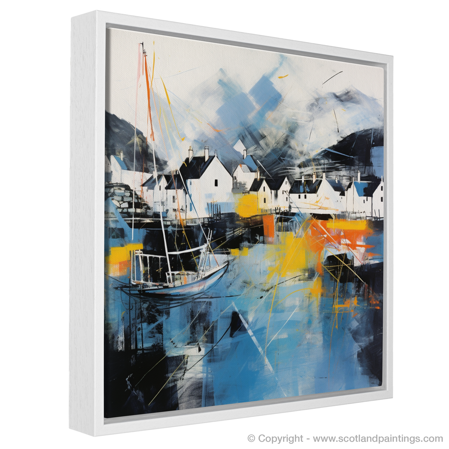 Portree Harbour Whispers: An Abstract Dance of Colour and Light