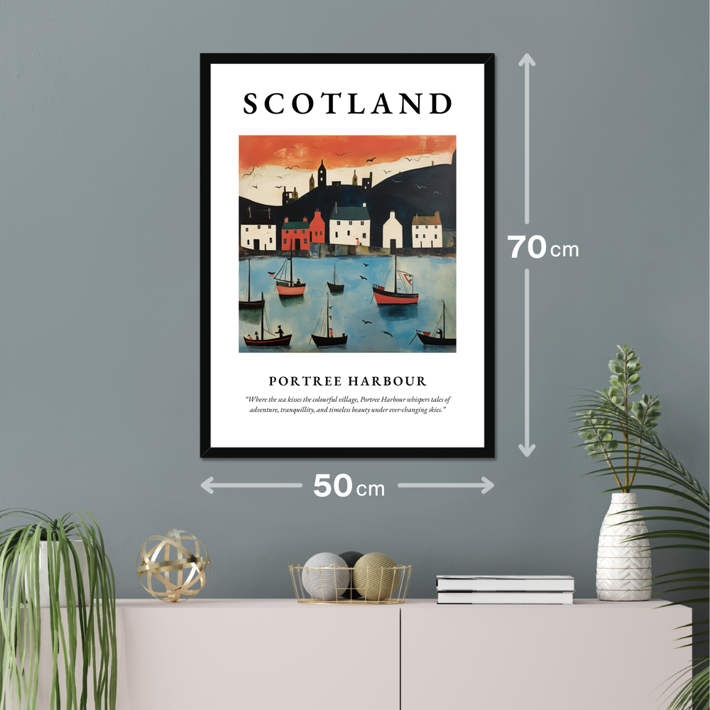 Poster of Portree Harbour hanging on a wall