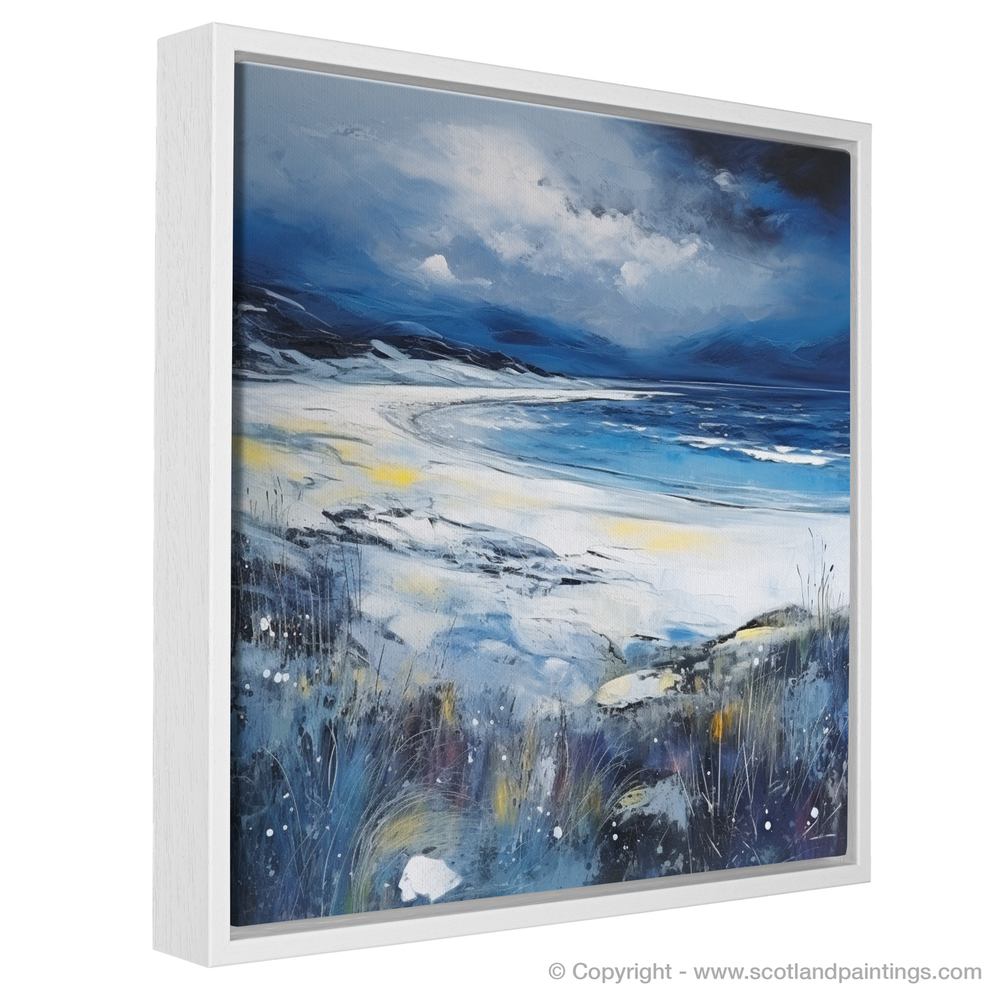 Storm's Embrace: Camusdarach Beach in Abstract Expressionism