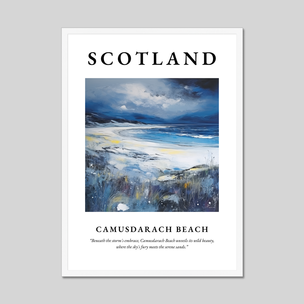 Poster in a white frame with the word Scotland