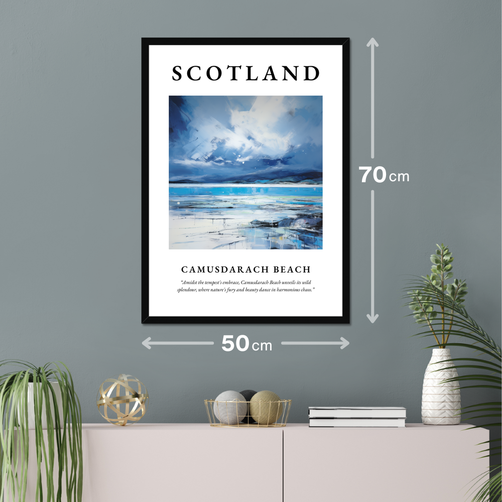 Poster of Camusdarach Beach hanging on a wall