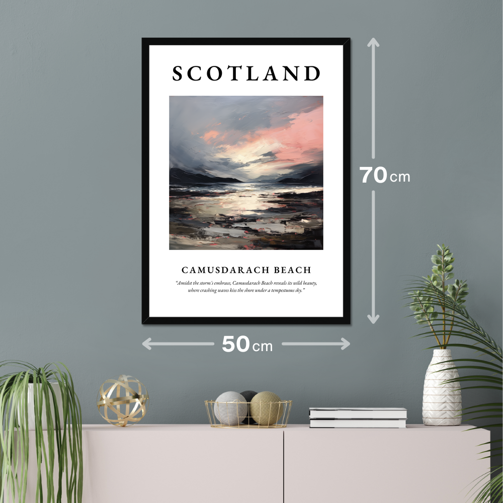 Poster of Camusdarach Beach hanging on a wall