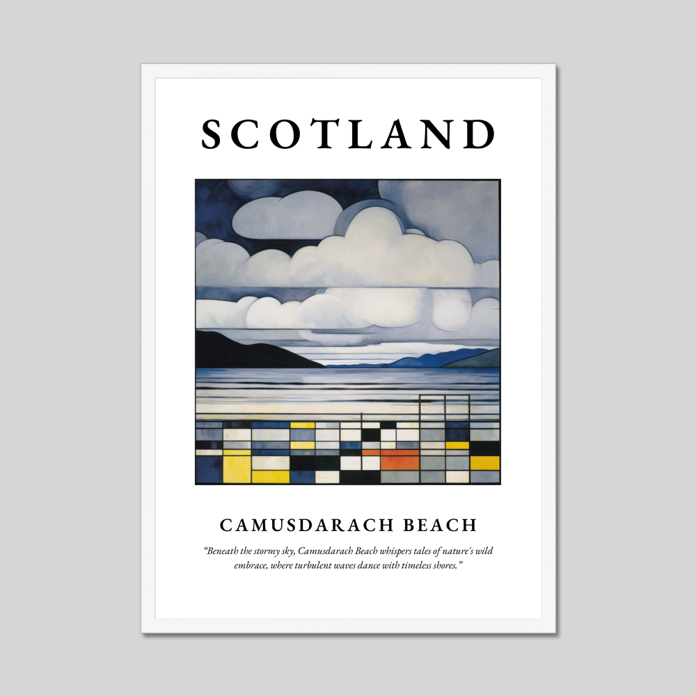 Poster in a white frame with the word Scotland