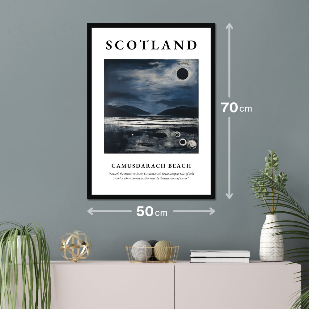 Poster of Camusdarach Beach hanging on a wall