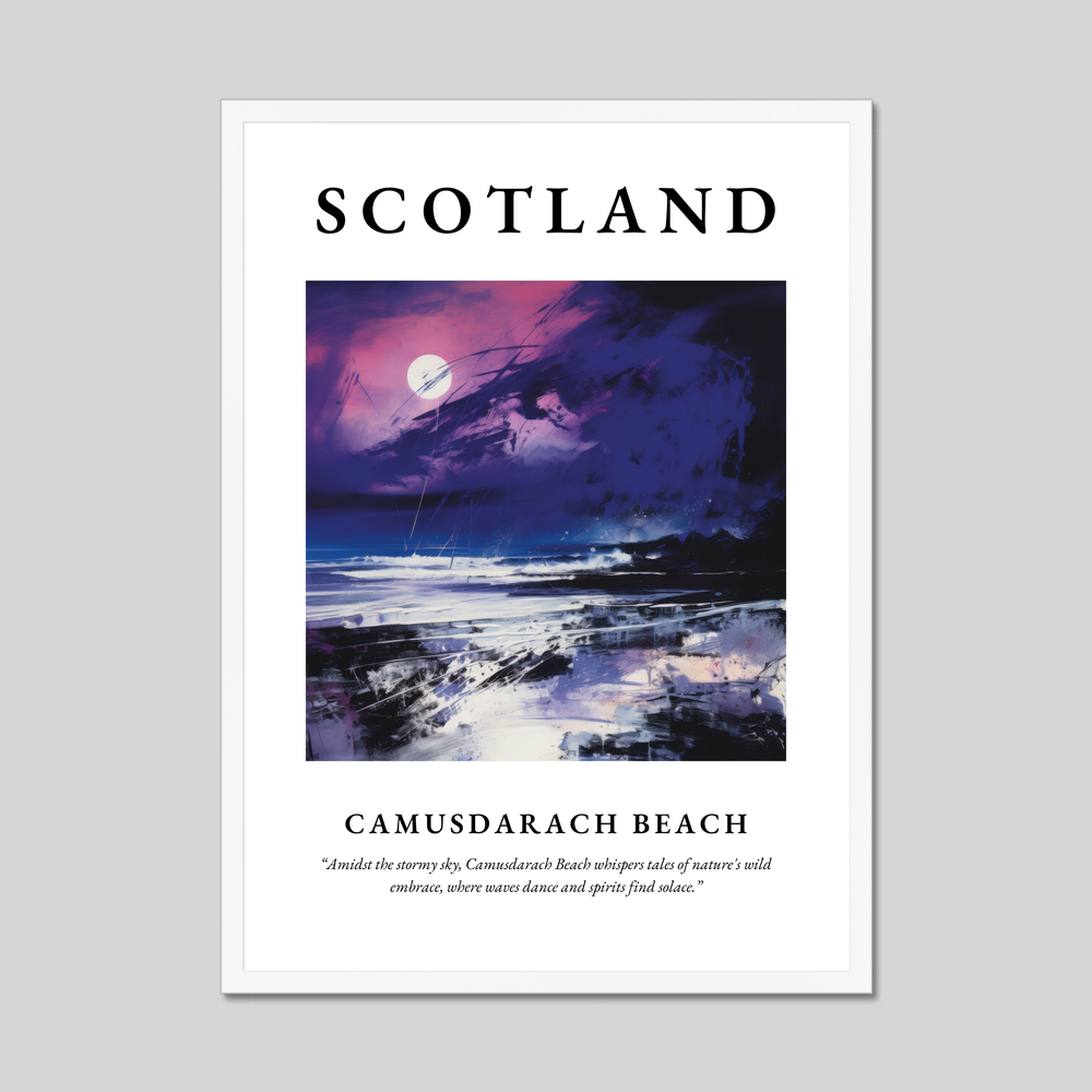 Poster in a white frame with the word Scotland