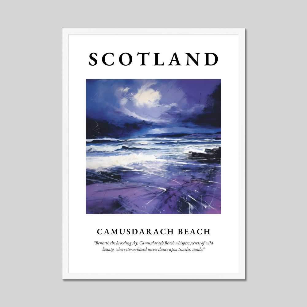 Poster in a white frame with the word Scotland