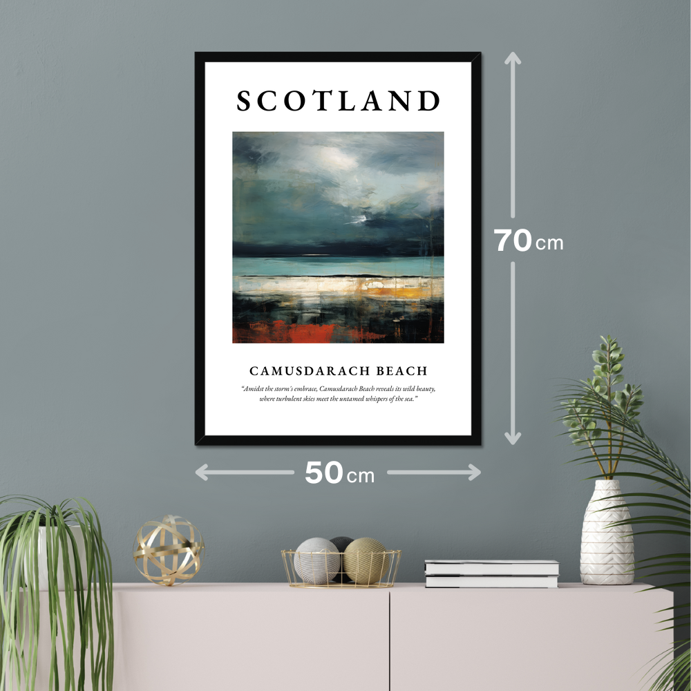 Poster of Camusdarach Beach hanging on a wall