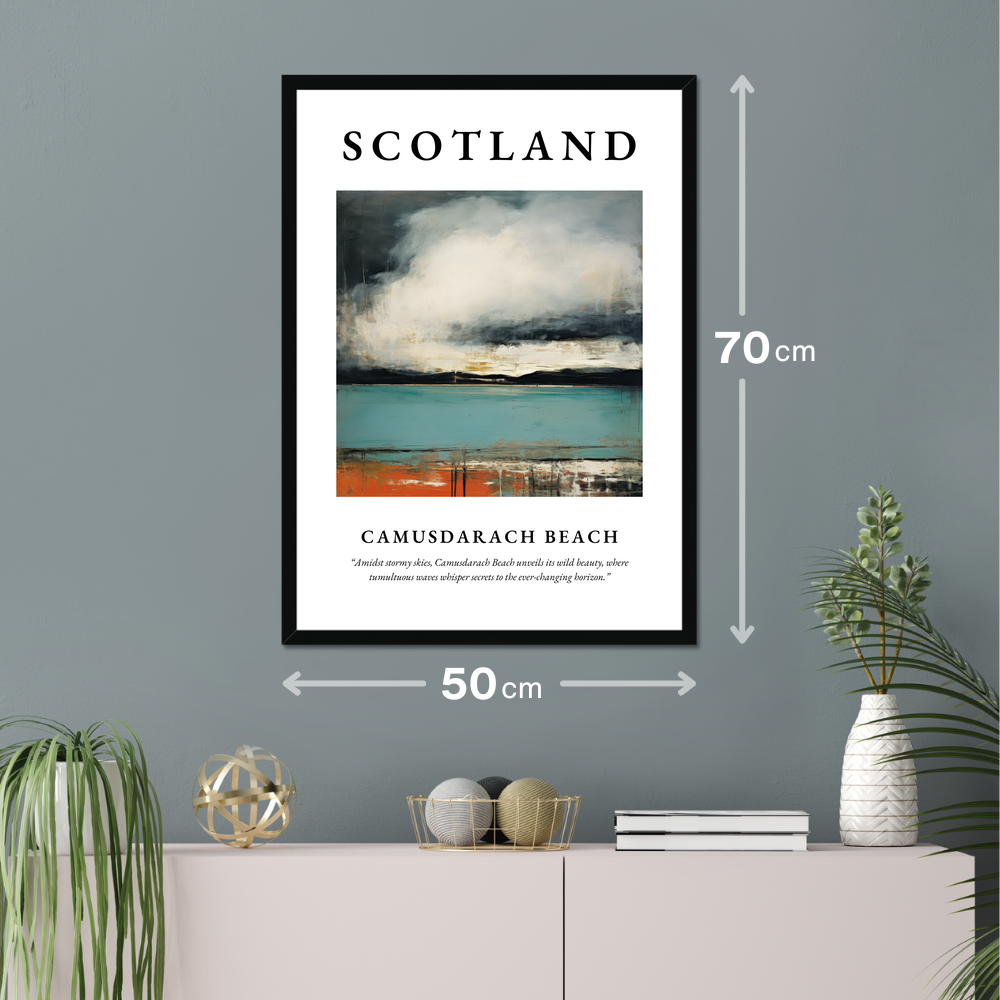 Poster of Camusdarach Beach hanging on a wall