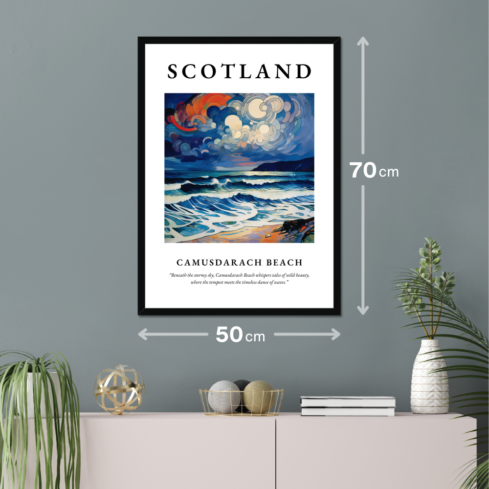 Poster of Camusdarach Beach hanging on a wall