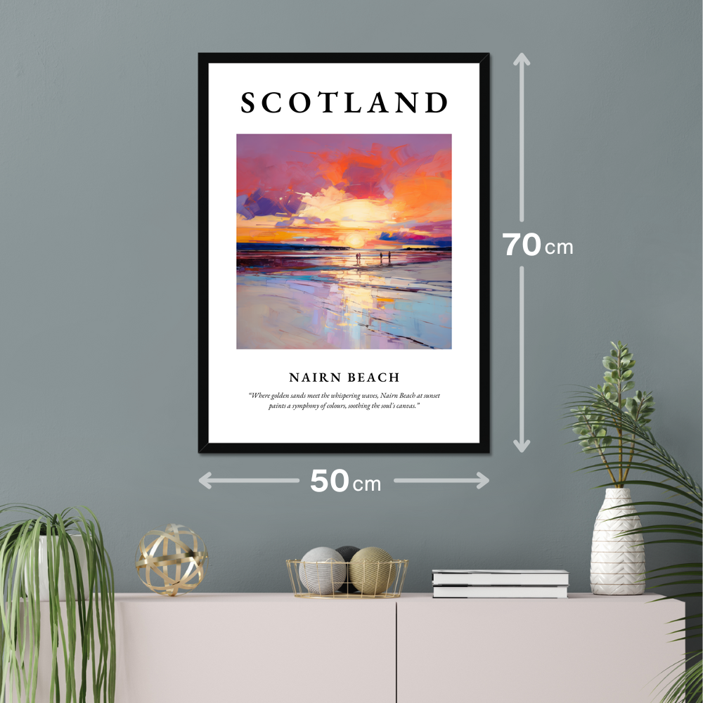 Poster of Nairn Beach hanging on a wall