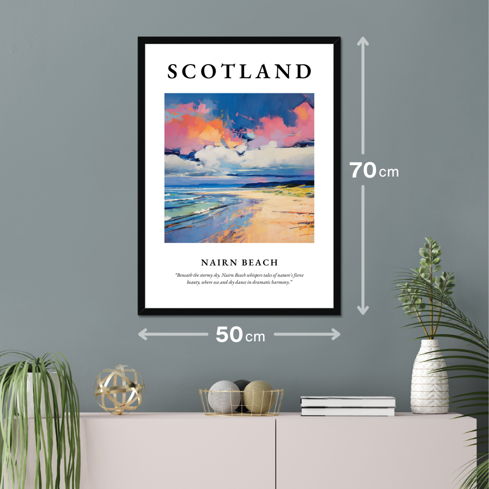 Poster of Nairn Beach hanging on a wall