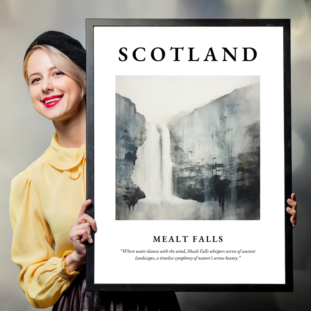 Person holding a poster of Mealt Falls