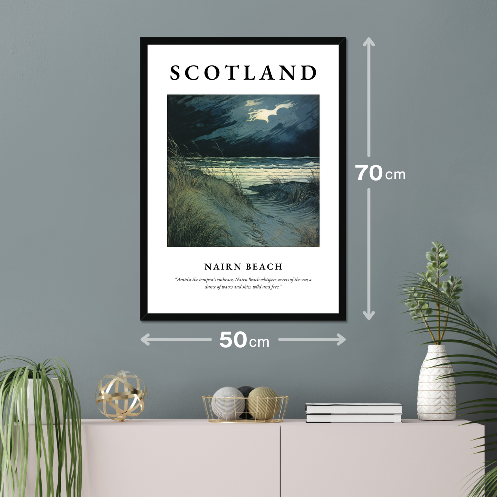 Poster of Nairn Beach hanging on a wall