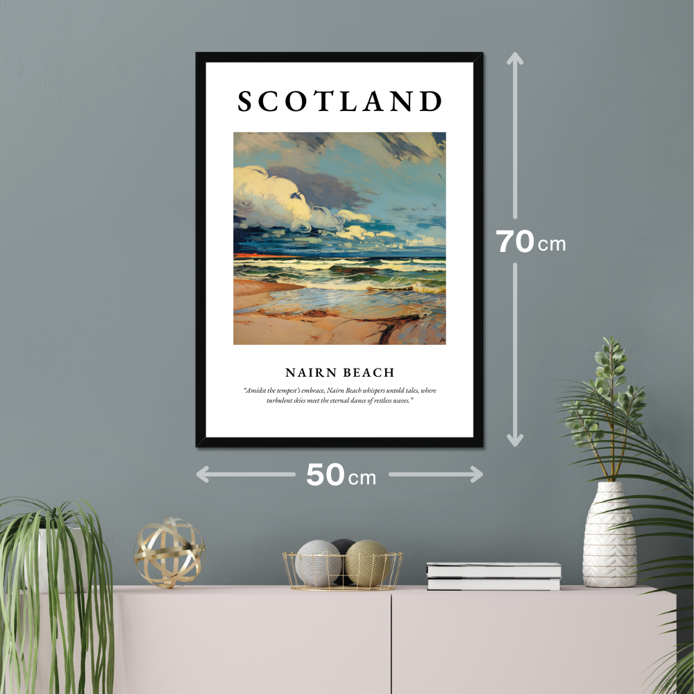 Poster of Nairn Beach hanging on a wall