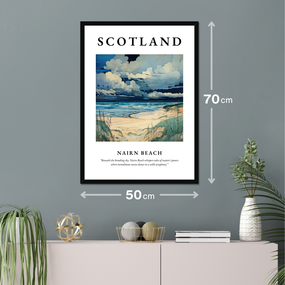 Poster of Nairn Beach hanging on a wall