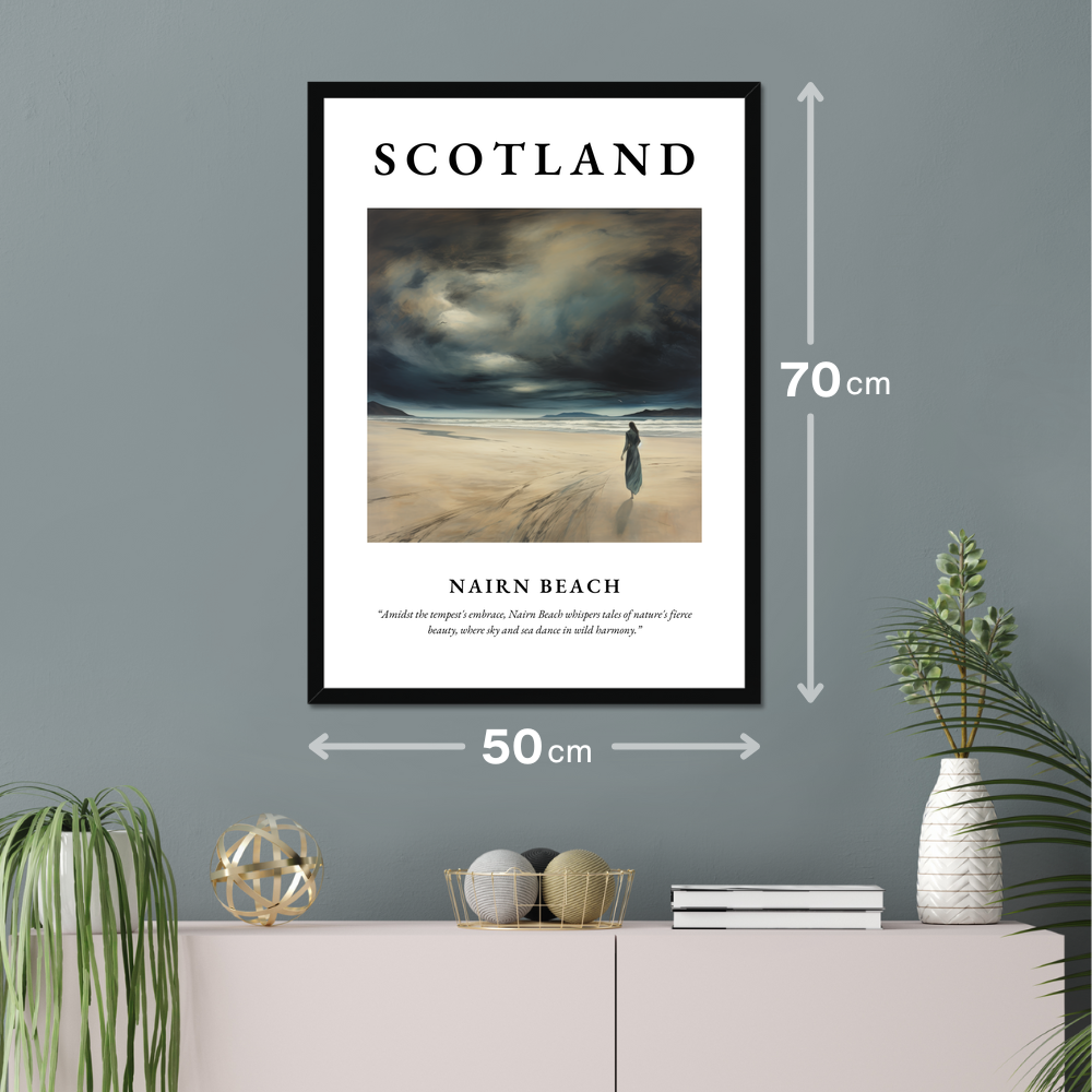 Poster of Nairn Beach hanging on a wall