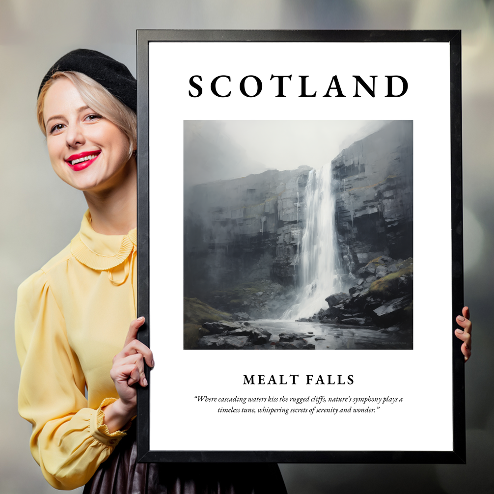 Person holding a poster of Mealt Falls