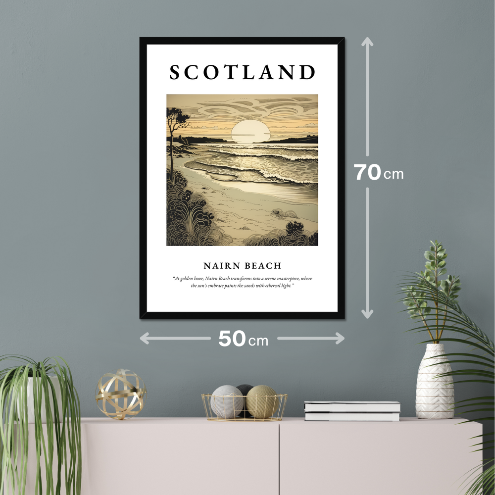 Poster of Nairn Beach hanging on a wall