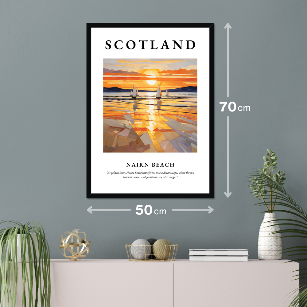 Poster of Nairn Beach hanging on a wall