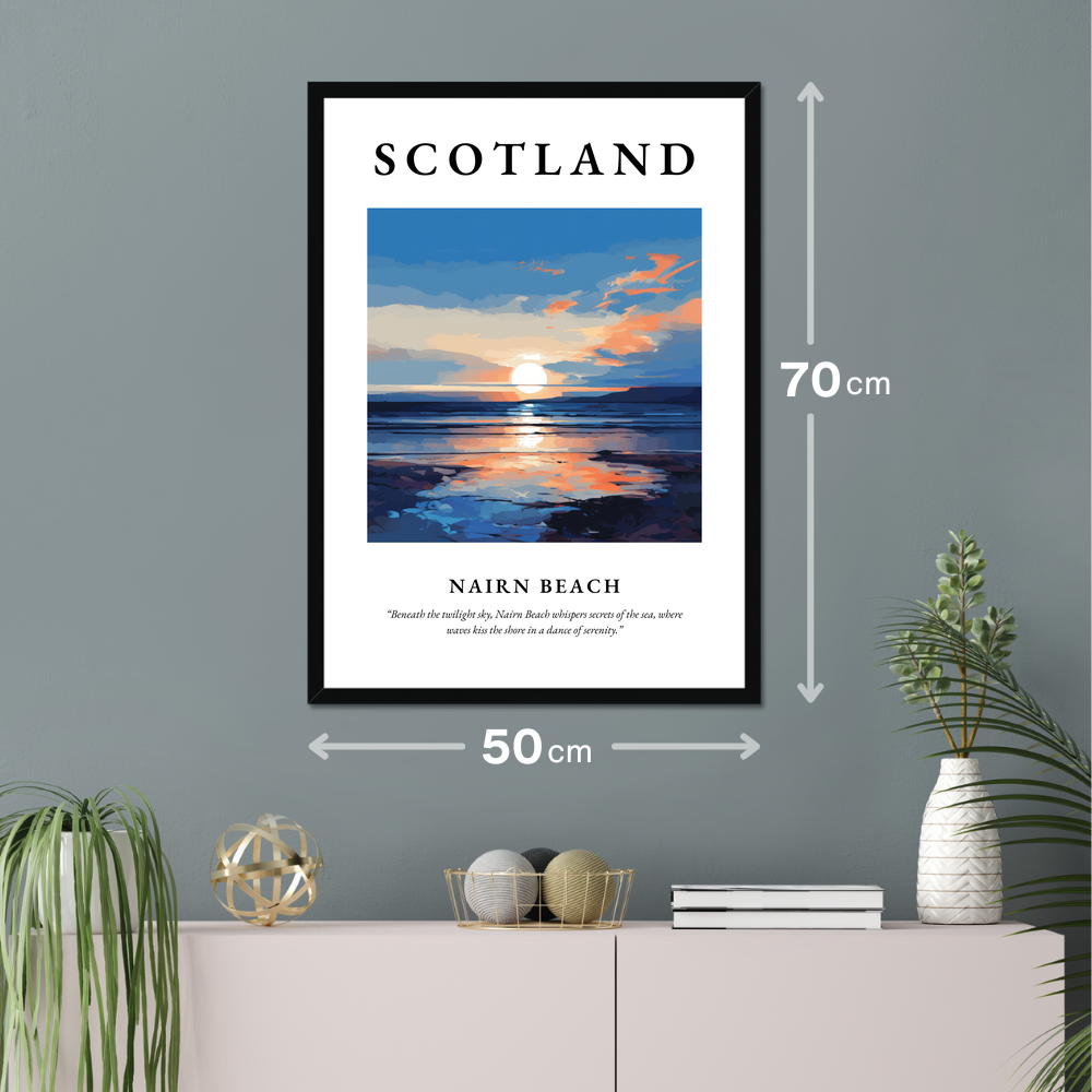 Poster of Nairn Beach hanging on a wall