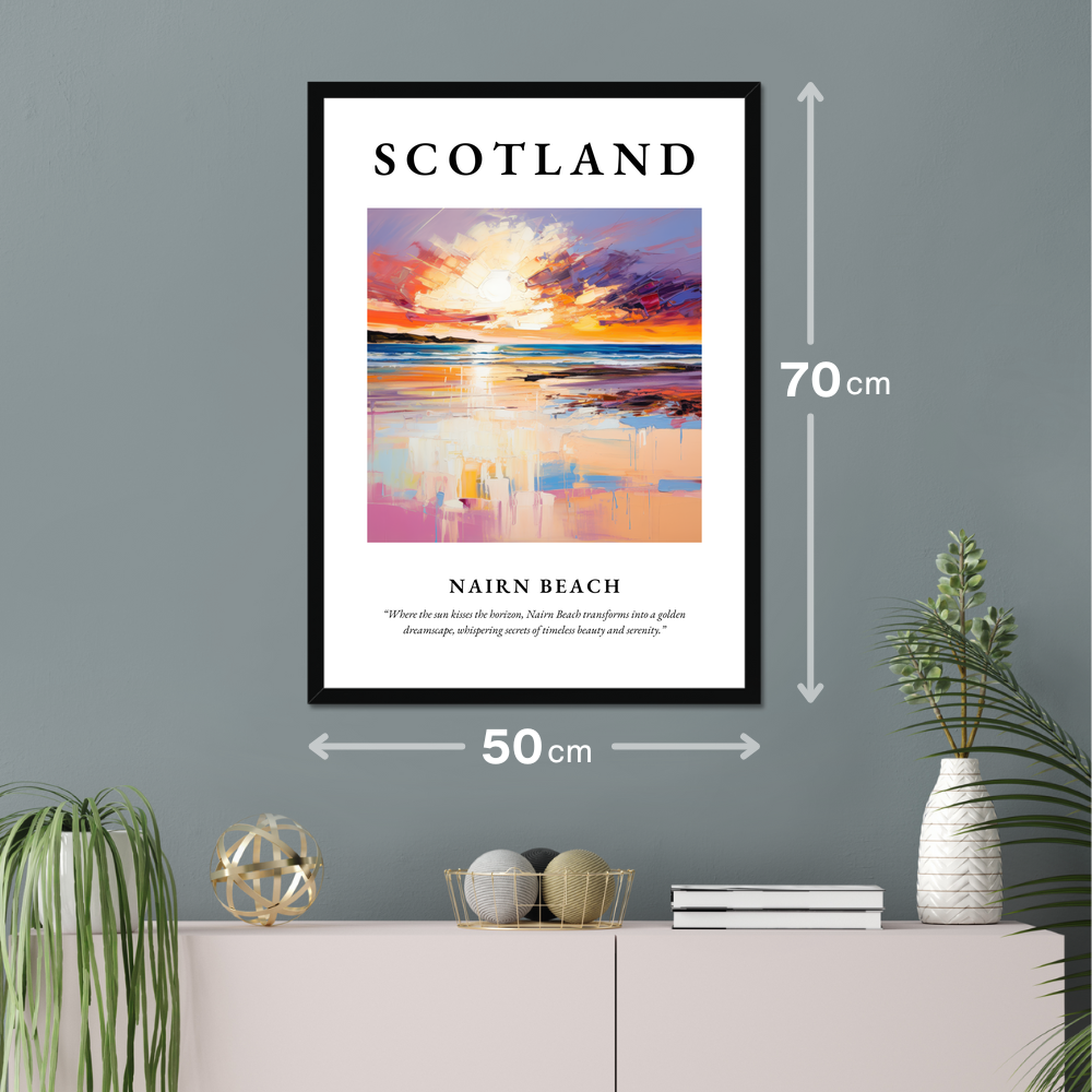 Poster of Nairn Beach hanging on a wall