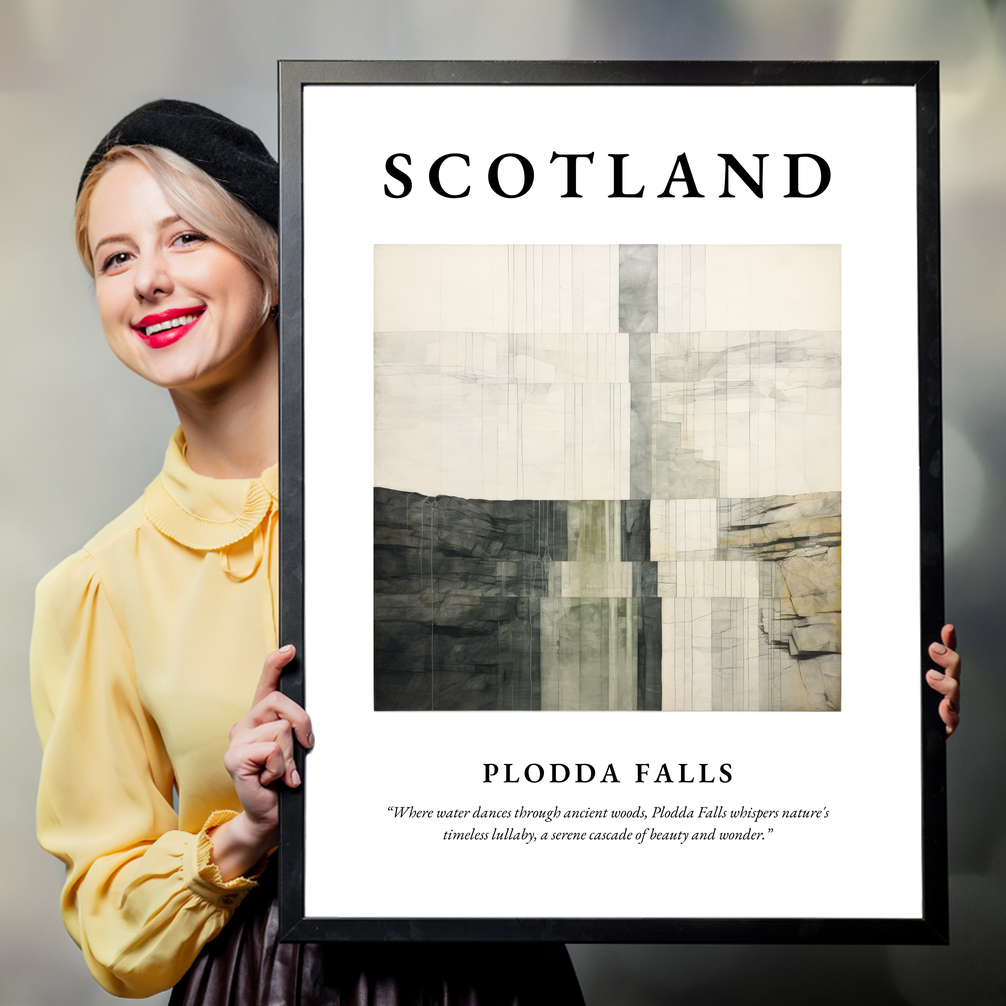 Person holding a poster of Plodda Falls