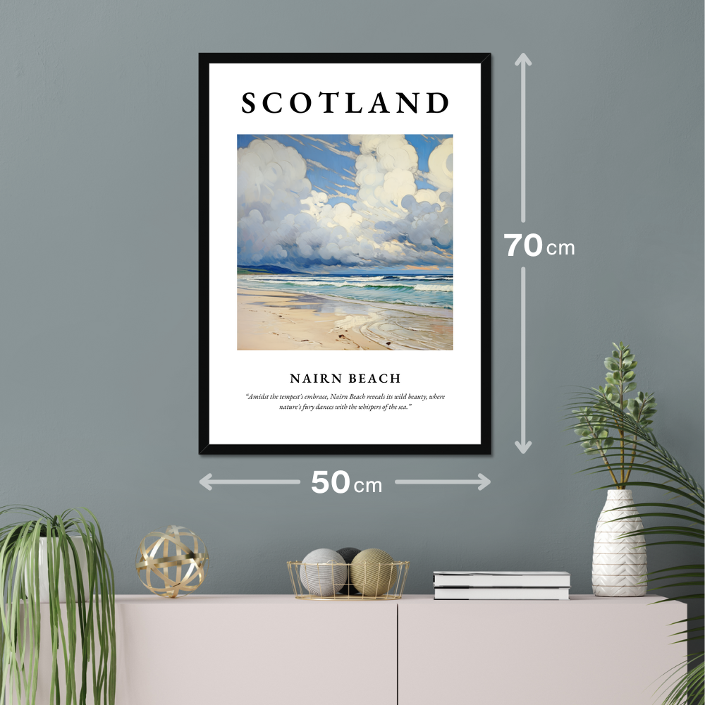 Poster of Nairn Beach hanging on a wall