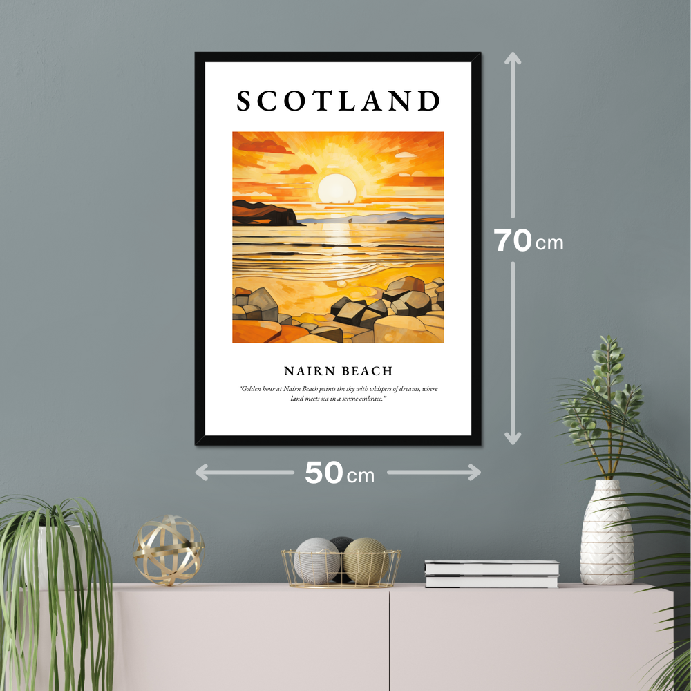 Poster of Nairn Beach hanging on a wall