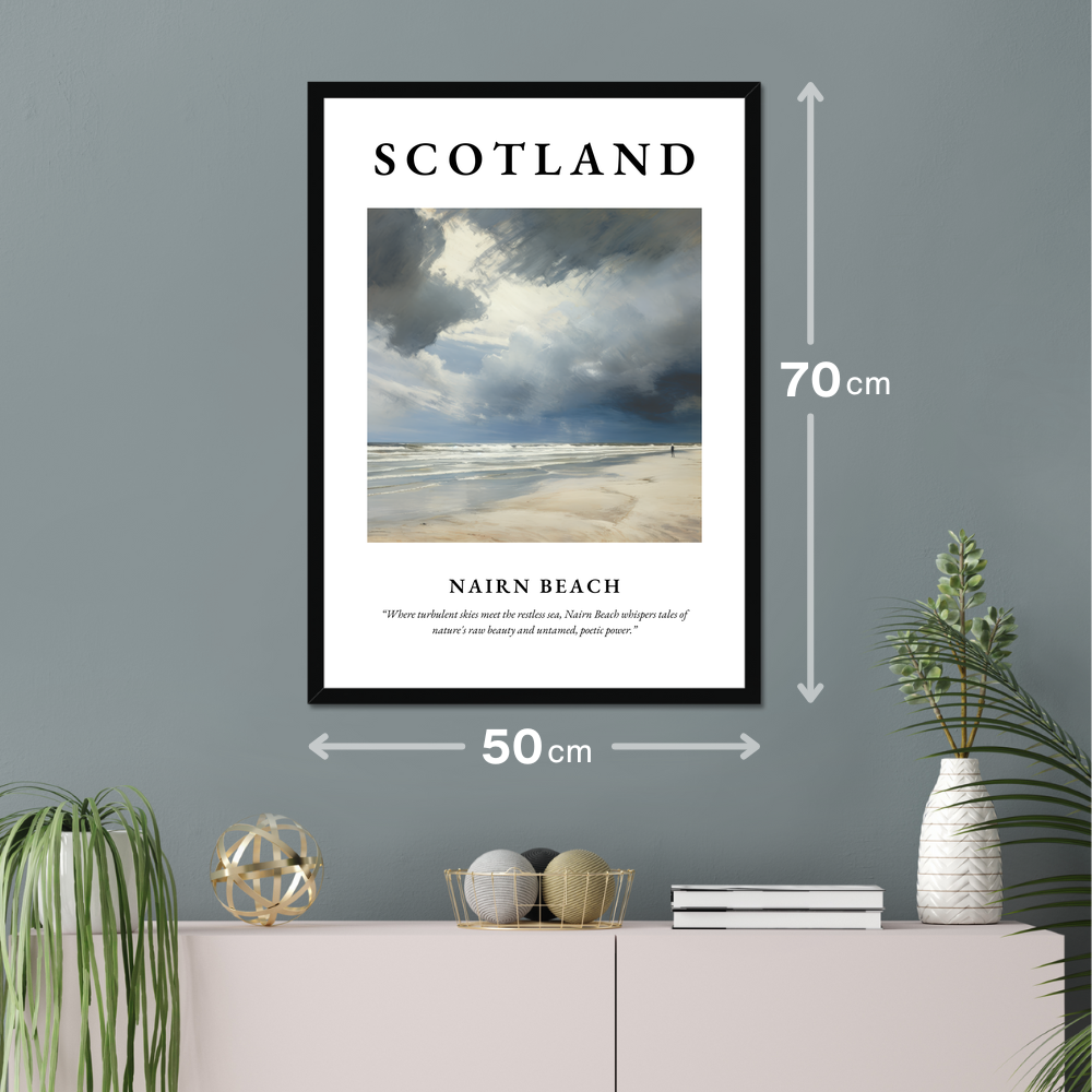 Poster of Nairn Beach hanging on a wall