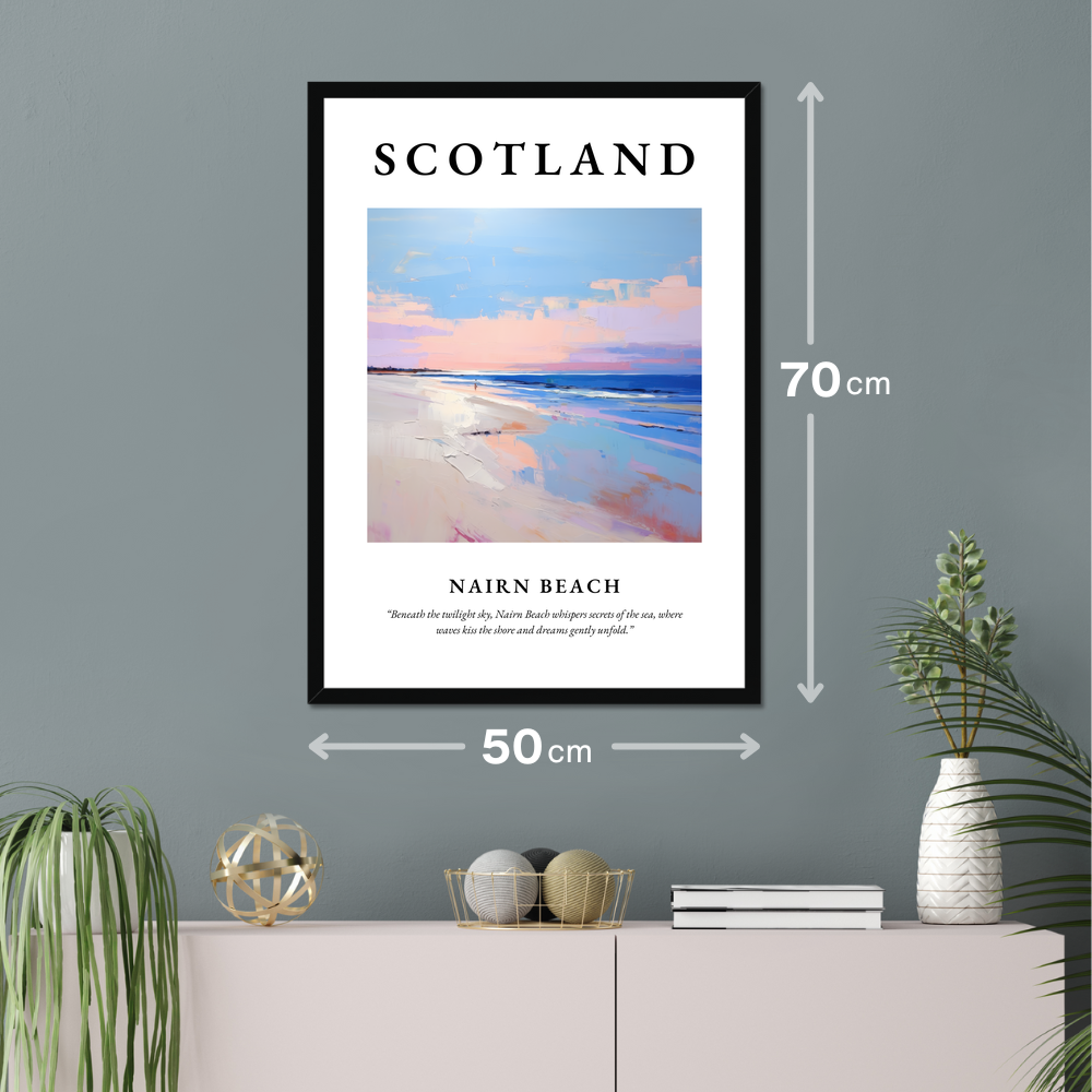 Poster of Nairn Beach hanging on a wall