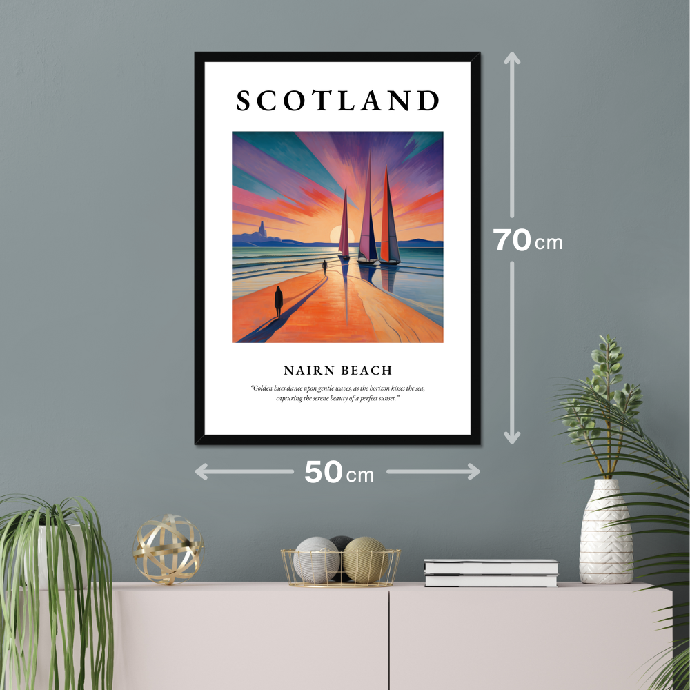 Poster of Nairn Beach hanging on a wall