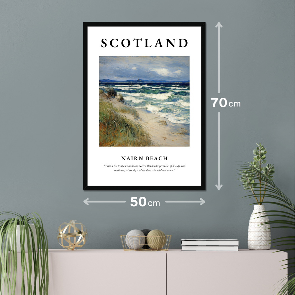 Poster of Nairn Beach hanging on a wall