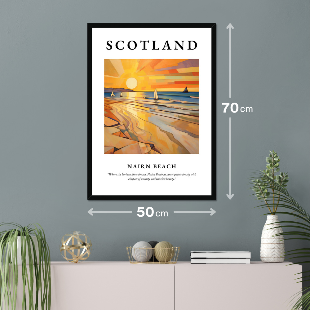 Poster of Nairn Beach hanging on a wall