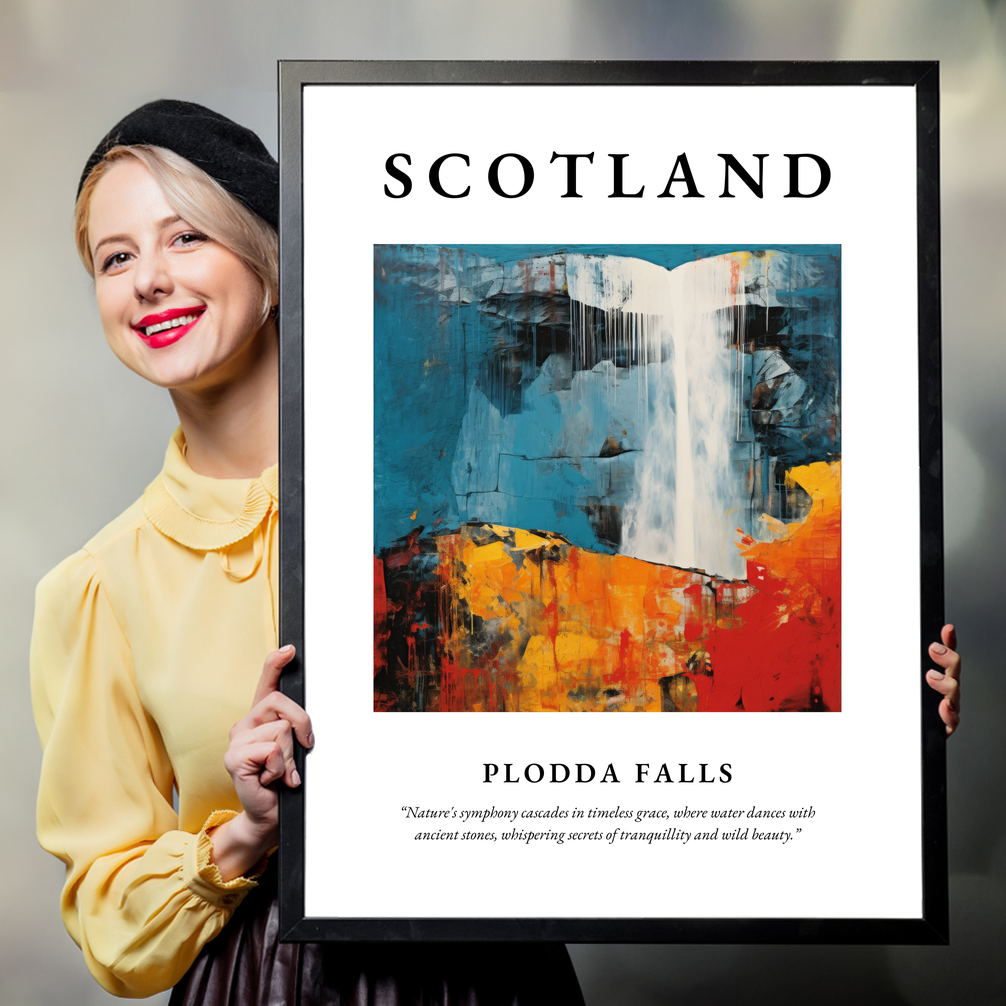 Person holding a poster of Plodda Falls