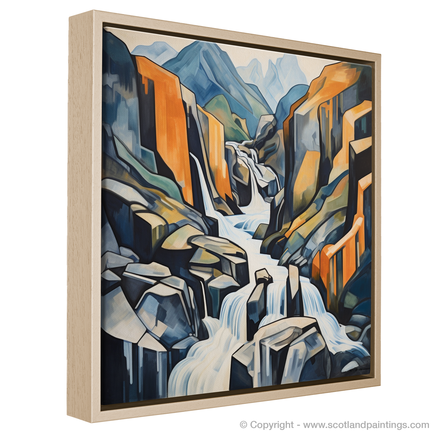 Cubist Cascade: An Abstract Symphony of Steall Falls