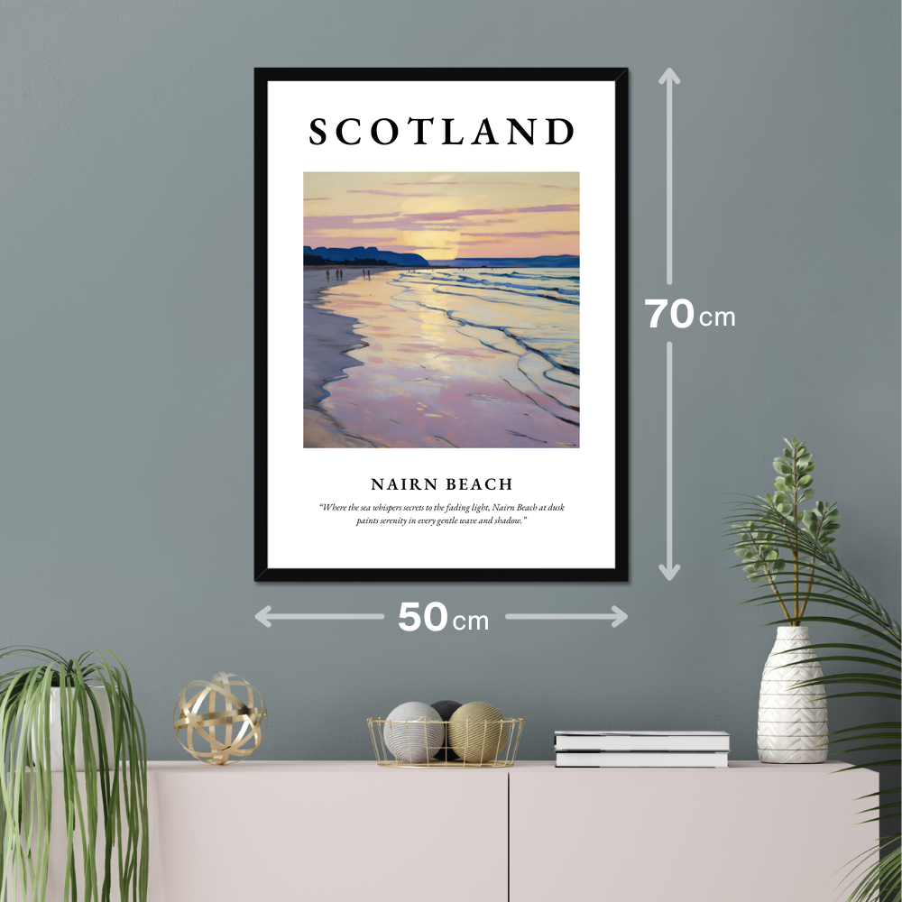 Poster of Nairn Beach hanging on a wall