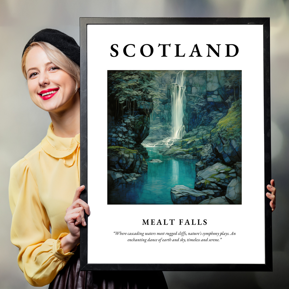 Person holding a poster of Mealt Falls