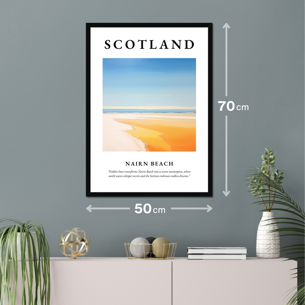 Poster of Nairn Beach hanging on a wall