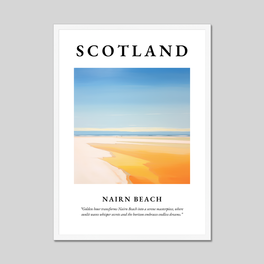 Poster in a white frame with the word Scotland